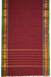 Dark Maroon Handloom Chettinad Cotton Saree 10077347