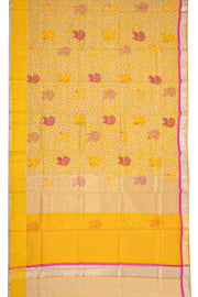 Gold Yellow Chanderi Printed Silk Cotton Saree 10077358