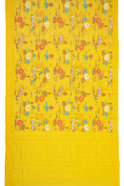 Yellow Chanderi Printed Silk Cotton Saree 10077359