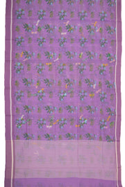 Purple Floral Motifs Chanderi Printed Silk Cotton Saree 10077362