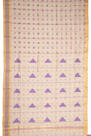 Cream Chanderi Printed Silk Cotton Saree 10077364