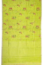 Green Chanderi Printed Silk Cotton Saree 10077368