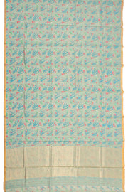 Blue Chanderi Printed Silk Cotton Saree 10077371