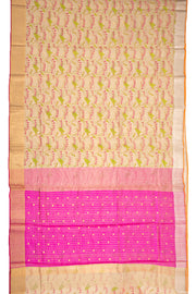 Beige Chanderi Printed Silk Cotton Saree 10077372