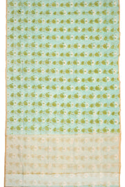 Blue Floral Motifs Chanderi Printed Silk Cotton Saree 10077375