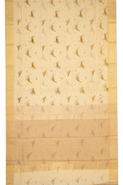 Beige Bird Motifs Chanderi Printed Silk Cotton Saree 10077378