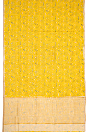 Lime Yellow Chanderi Printed Silk Cotton Saree 10077382