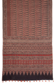 Brown Ajrakh Printed Mulmul Cotton Saree With Floral Border 10077402
