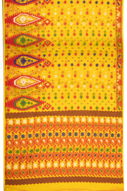 Bright Yellow Handloom Jamdani Cotton Saree 10077531