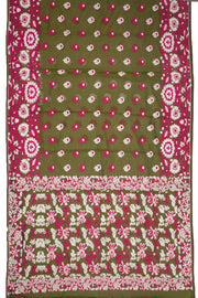 Olive Green Handloom Jamdani Cotton Saree 10077535