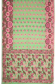 Pista Green Handloom Jamdani Cotton Saree with Floral Motifs 10077536