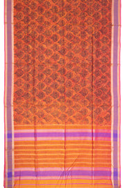 Orange Maheshwari Silk Cotton Saree 10077554