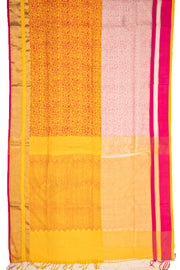Yellow Printed Silk Cotton Saree 10077561