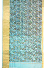 Blue Printed Maheshwari Silk Cotton Saree 10077563