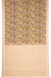 Beige Maheshwari Silk Cotton Saree 10077564