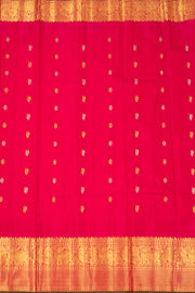 Peach Handloom Gadwal Kuttu Linen Saree With Silk Zari Border 10077068