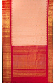 Peach Handloom Gadwal Kuttu Linen Saree With Silk Zari Border 10077068
