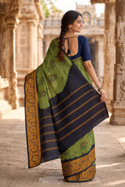 Olive Green Sungudi Saree 10078067
