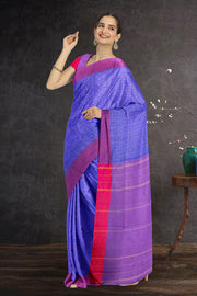 Purple Art Silk Kanjivaram Saree With Checks Design 10076315
