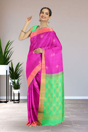 Violet Handloom Kanjivaram Soft Silk Saree 10059807