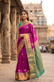 Purple Kanjivaram Vegan Silk Saree with Contrast Pallu 10074871