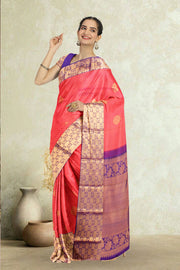 Scarlet Red Pure Zari Kanjivaram Silk Saree 10059198