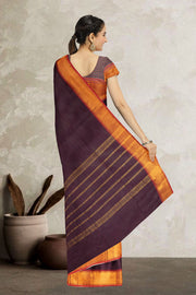 Purple Handloom Chettinad Cotton Saree 10075873