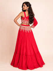 Pink Silk Hand Embroidered Lehenga 10076891