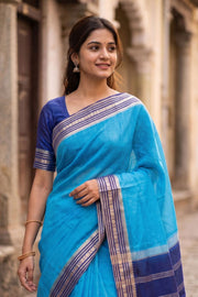 Ocean Blue Mysore Semi Crepe Silk Saree 10077209