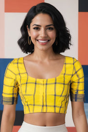 Yellow Andhra Cotton Blouse 10074417