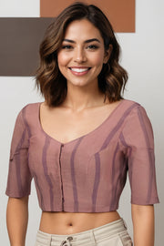 Brown Andhra Cotton Blouse 10074418