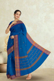 Blue Handloom Chettinad Cotton Saree 10075175
