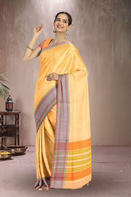 Orange Handloom Kanchi Cotton Saree 10071739