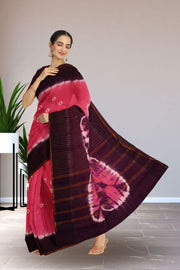 Pink Handcrafted Sungudi Cotton Saree 10074934