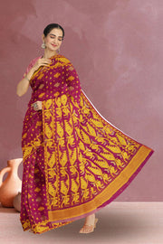 Purple Handloom Jamdani Style Cotton Saree with Blouse 10074220