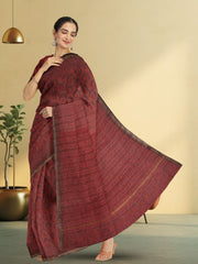 Fire Brick Red Vanaspathi Print Kota Cotton Saree 10074194