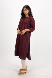 Marron Handcrafted Stripes Cotton Kurta 10074359