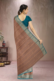 Vintage Brown Kanjivaram Vegan Silk Saree 10075557