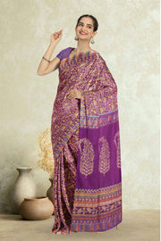 Purple Kashmiri Printed Silk Saree 10075981