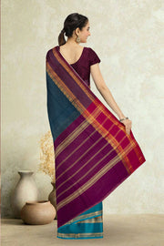 Blue Handloom Chettinad Cotton Saree 10075918