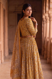 Mustard Yellow Hand Block Printed Chaniya Choli With Kota Doria Dupatta 10066332