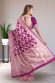 Purple Handloom Banarasi Katan Silk Saree 10069399
