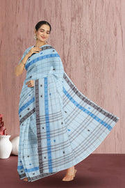 White Dhaniakhali Cotton Sarees Without Blouse 10075209