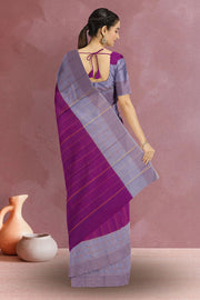 Purple Art Silk Kanjivaram Saree With Stripes Design 10076348