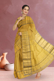 Harvest Gold Yellow Bridal Kanjivaram Tissue Silk Saree 10063073