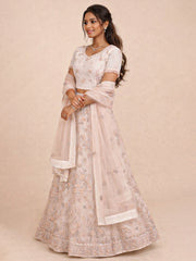 Peach Net Silk Embroidered Lehenga 10076884