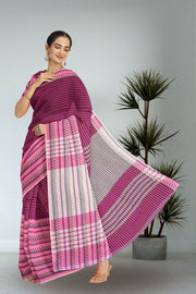Pink Shantipur Tant Bengal Cotton Saree 10074978