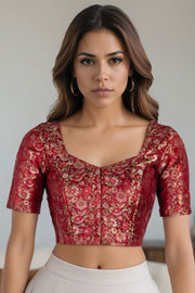 Maroon Banarasi Silk Blouse 10075011