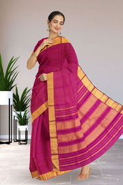 Dark Hot Pink Pure Zari  Kanjivaram Silk Saree 10063313