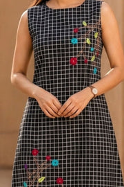 Black Hand Embroidered Cotton Dress 10077623